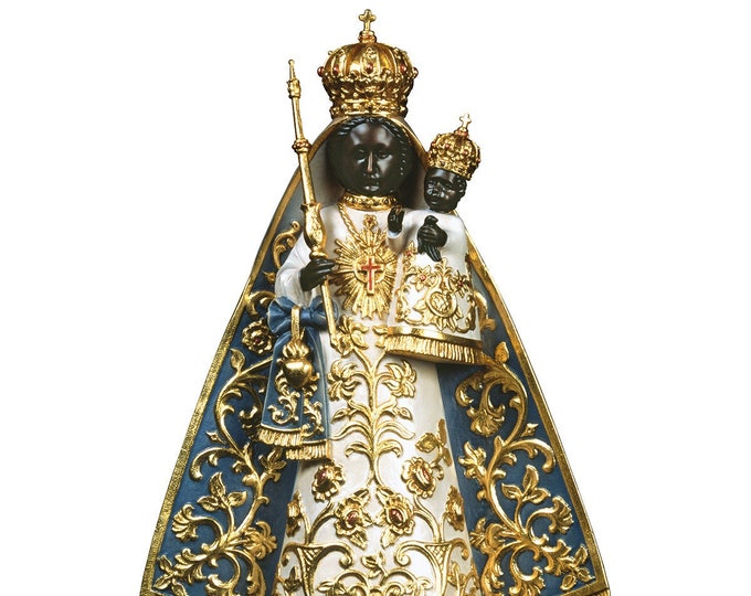 Statue of the Madonna of Einsiedeln, carved in Valgardena wood and hand decorated, Italian artisan production