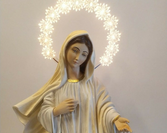 Statue of Our Lady of Medjugorje cm 60 (23.62 inches) with luminous halo, in marble resin decorated by hand, handcrafted in Italy
