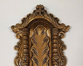 Oratory cm 44 x 26 (17.32 x 10.23 inches) to hang, in marble resin, ideal for statues of cm 20/23 (7.87/9.05 inches) handcrafted