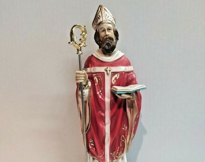 Statue of San Leucio of Brindisi 31 x 7.5 cm (12.20 x 2.95 inches) in hand-decorated resin, artisanal production, ideal for interiors and exteriors