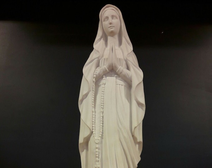 Madonna Lourdes statue cm 50 (19.68 inches) in white resin marble, handcrafted in Italy