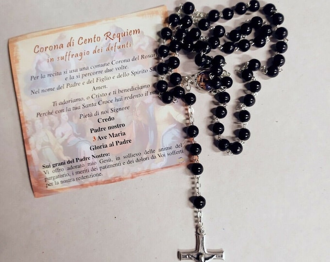 Rosario dei Cento Requiem in suffrage of the deceased, cm 43.5 (17.12 inches) in black wood, of Italian artisan production