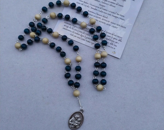 Rosary of St. Joseph cm 39.5 (15.55 inches) in two-tone wood, of Italian craftsmanship