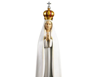 Statue of Our Lady of Fatima carved in Val Gardena wood and hand decorated, Italian artisan production, various sizes