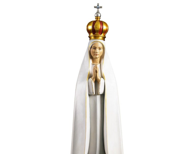 Statue of Our Lady of Fatima carved in Val Gardena wood and hand decorated, Italian artisan production, various sizes