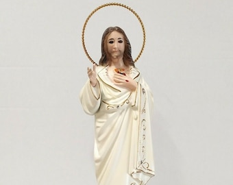 Statue of Jesus sacred heart, 30 cm (11,81 inches) with glass eyes, made of resin, hand-decorated, handcrafted