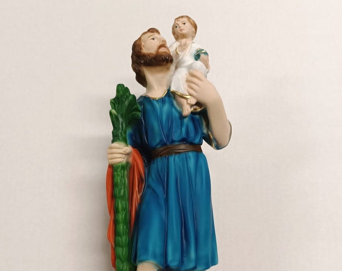 Statue of Saint Christopher 30 cm (11.81 inches) in hand-decorated full resin marble, Italian artisan production