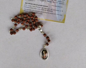 Rosary of San Gabriele Arcangelo, in wood cm 30 grains mm 5, with prayers, of Italian artisan production
