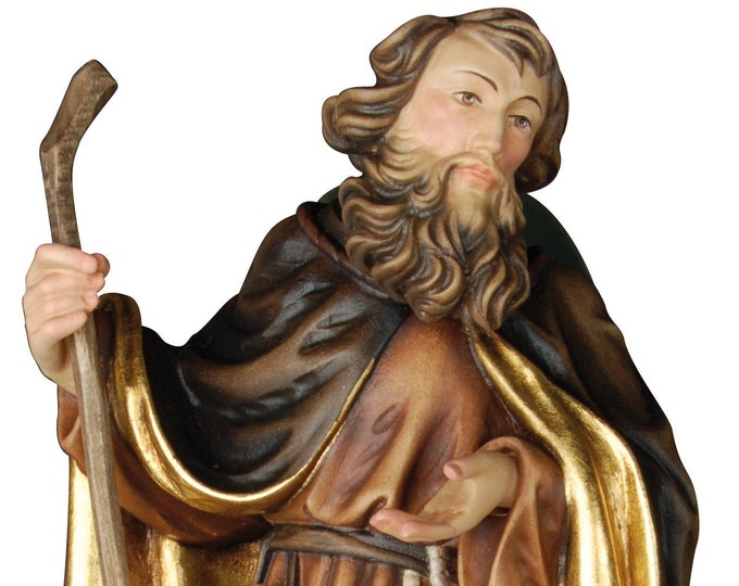 Statue of Sant' Alnoto from Stowe, carved in wood from Val Gardena and hand decorated of Italian artisan production