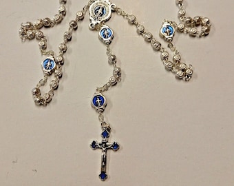 Rosary of the Miraculous Madonna, in enamelled metal, 35 cm (13.77 inches) of Italian artisan production