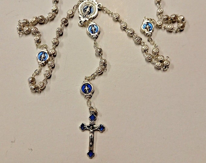 Rosary of the Miraculous Madonna, in enamelled metal, 35 cm (13,77 inches) of Italian handicraft production