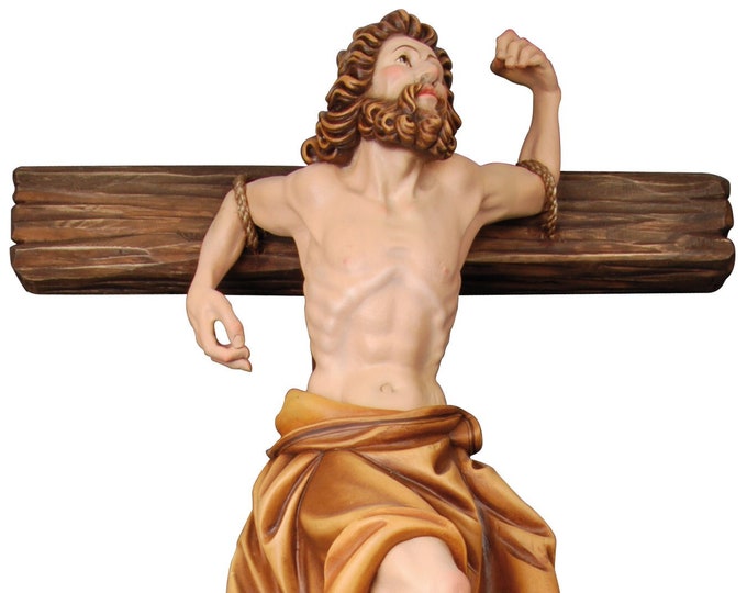 Statue of Saint Dismas, Dismas carved in Valgardena wood and hand decorated, Italian artisan production