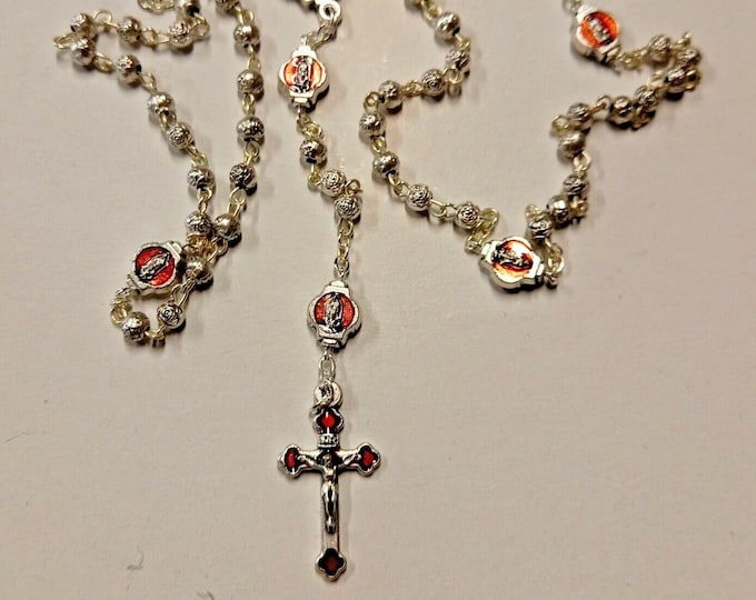 Rosary of Our Lady of Guadalupe, in enamelled metal, 36 cm (14,17 inches) of Italian handicraft production