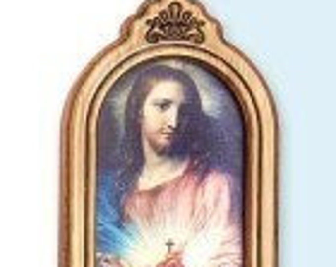 Holy water stoup in aged gilded MDF wood, 26 cm (10.23 inches), various subjects available, made in Italy