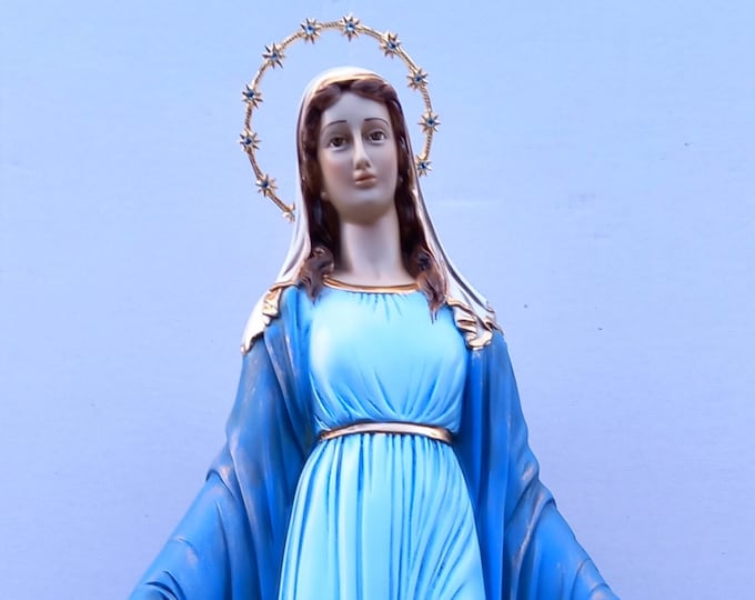 Statue of the Miraculous Madonna, Madonna delle Grazie, 60 cm (23.62 inches) in hand-decorated resin, artisanal production