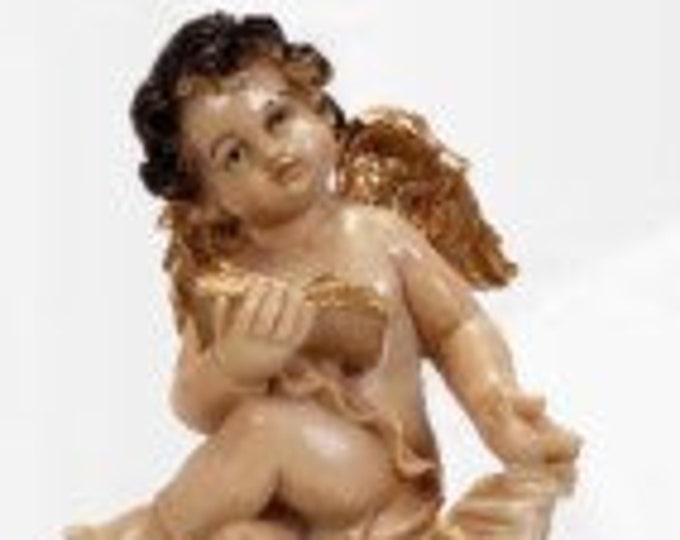 Angel statue cm 30 X 14 (11,81 X 5,51 inches) in hand-decorated resin, handcrafted for indoor and outdoor use