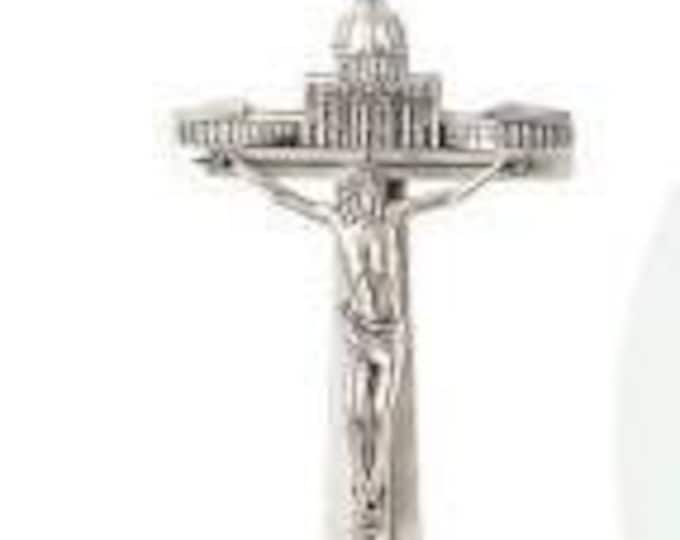 Crucifix Jubilee 2025 in oxidized metal with base, various sizes available, handcrafted in Italy