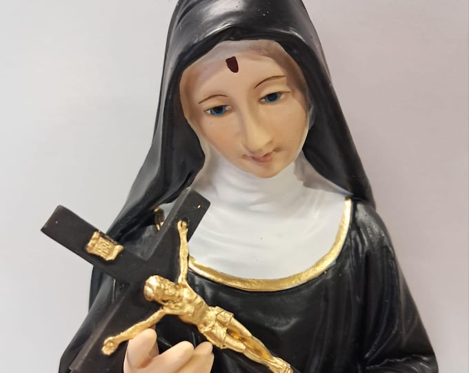 Statue of Saint Rita of Cascia 42 cm (16.53 inches) in marble resin full decorated by hand, Italian artisan production
