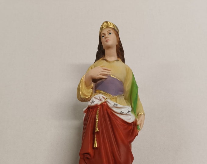 Statue of Saint Catherine of Alexandria cm 30 (11.81 inches) in marble resin full decorated by hand of Italian artisan production