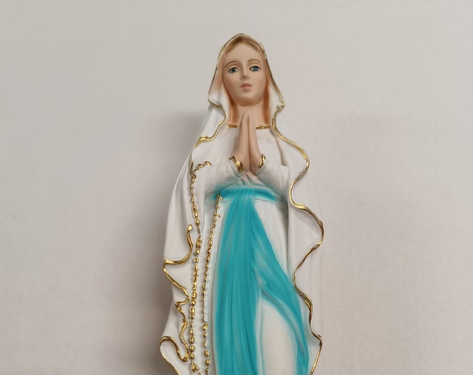 Statue of Our Lady of Lourdes 30 cm (11.81 inches) in hand-decorated full resin marble of Italian artisan production