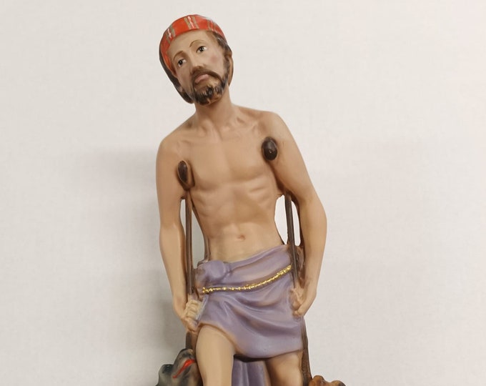 Statue of Saint Lazarus cm 30 (11.81 inches) in marble resin full decorated by hand of Italian artisan production