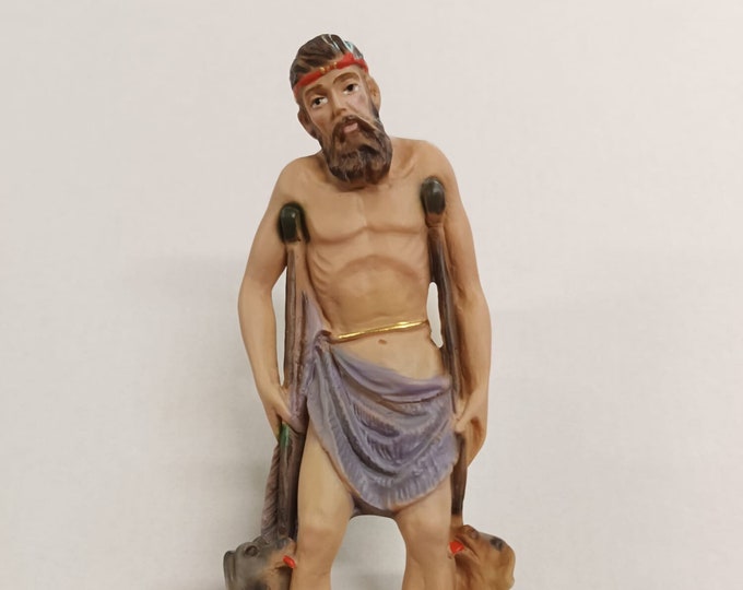 Statue of Saint Lazarus 20 cm (7.87 inches) in hand-decorated full resin marble, Italian artisan production