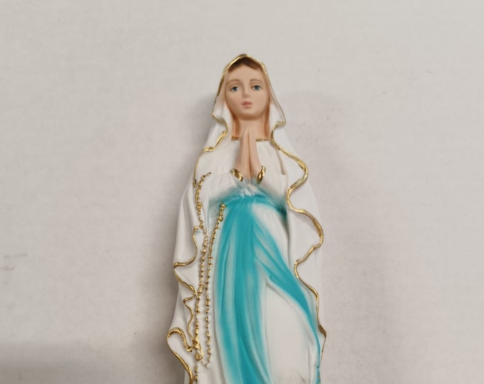 Statue of Our Lady of Lourdes 20 cm (7.87 inches) in hand-decorated full resin marble of Italian artisan production