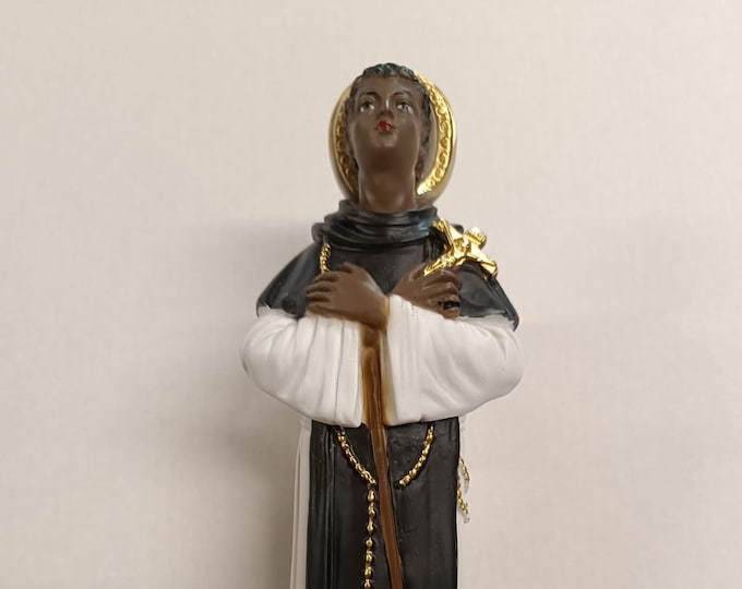 Statue of Saint Martin of Porres 30 cm (11.81 inches) in hand-decorated full resin marble of Italian artisan production