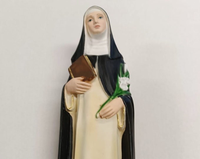 Statue of Saint Catherine of Siena cm 30 (11.81 inches) in marble resin full decorated by hand of Italian artisan production