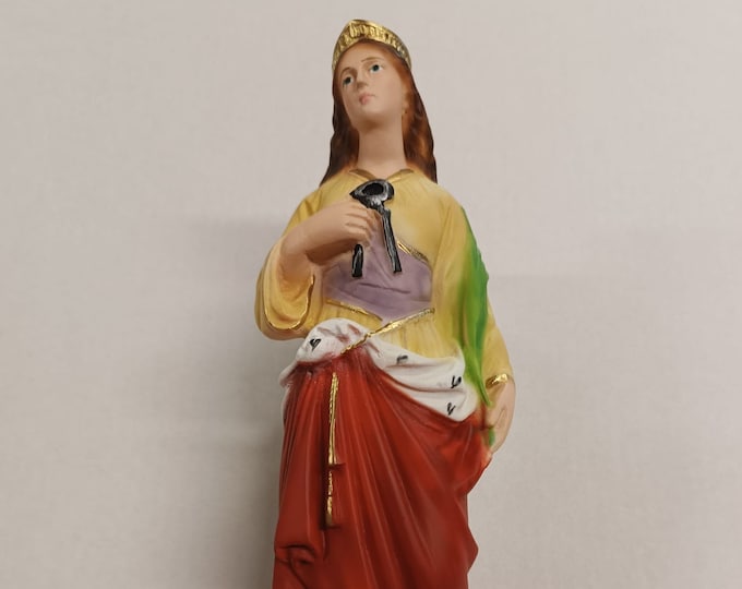Statue of Saint Apollonia 30 cm (11.81 inches) in hand-decorated full resin marble, Italian artisan production