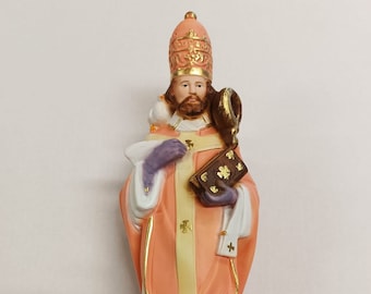 Statue of San Silvestro 30 cm (11.81 inches) in full resin marble decorated by hand, Italian artisan production