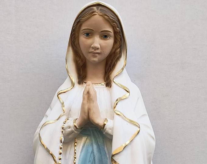 Statue of Our Lady of Lourdes cm 40 (15.74 inches) in marble resin decorated by hand, handcrafted in Italy
