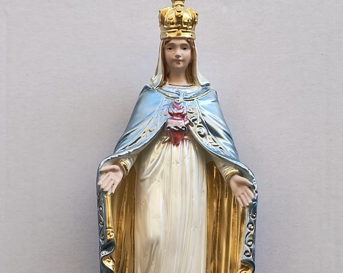 Statue of the Madonna Notre Dame du Cap cm 30 (11.81 inches) in plaster with mother-of-pearl decoration, handcrafted in Italy
