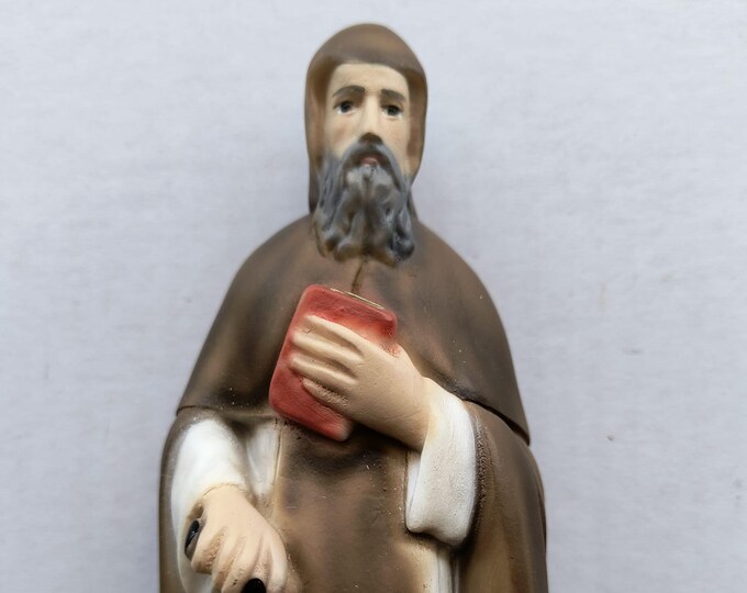 Statue of Saint Anthony the Abbot cm 23 (9.05 inches) in marble resin full decorated by hand of Italian artisan production