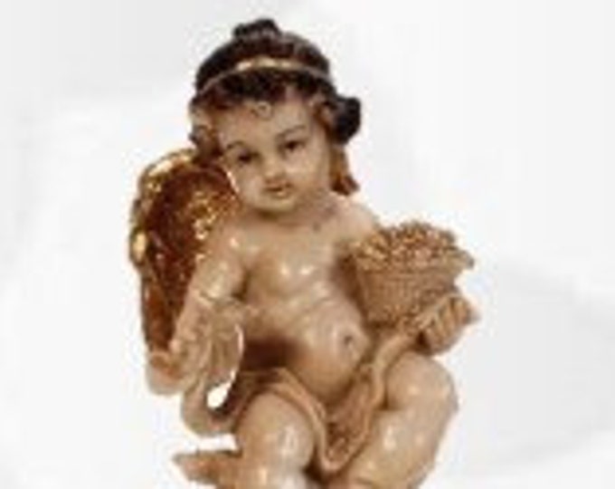 Angel statue cm 30 X 14,5 (11,81 X 5,70 inches) in hand-decorated resin, handcrafted for indoor and outdoor use