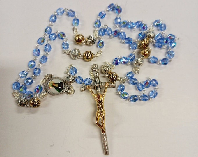 Rosary of Saint Brigida, Brigidina crown, in half crystal, with prayer, of Italian artisan production