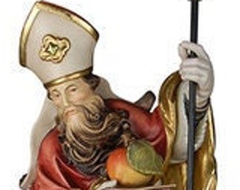 Statue of St. Nicholas carved in wood from Valgardena and decorated by hand of Italian artisan production