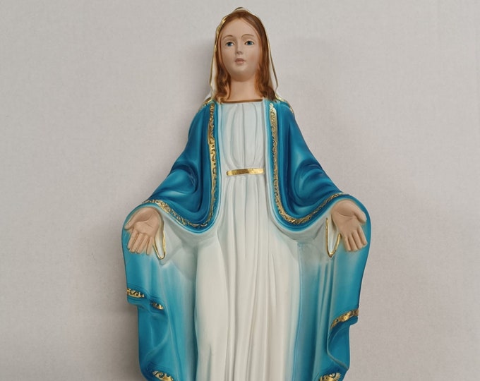 Statue of the Miraculous Madonna cm 40 (15.74 inches) in marble resin full decorated by hand of Italian artisan production