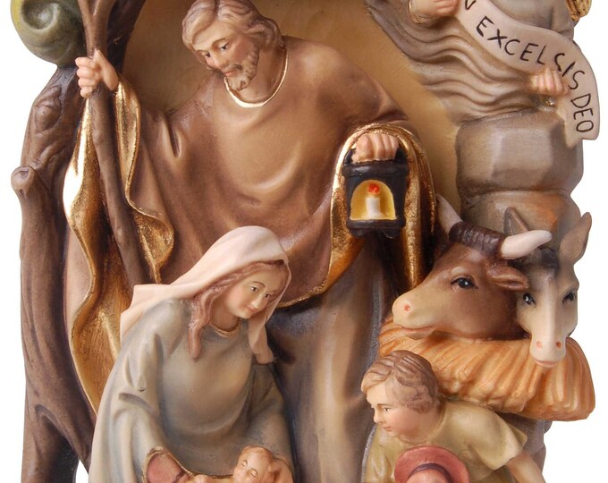 Nativity scene carved in Valgardena wood and decorated by hand, various sizes, Italian artisan production