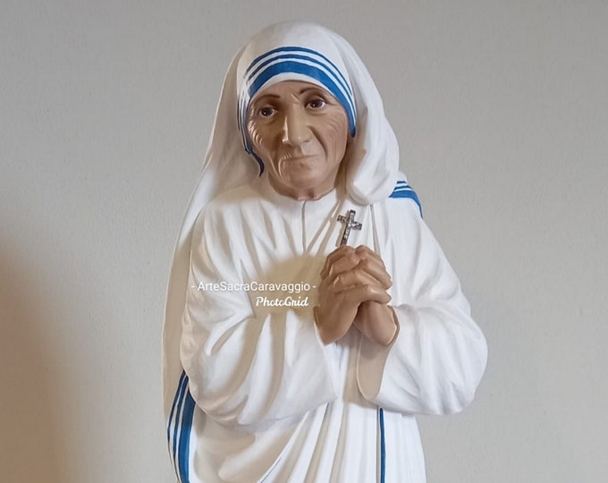 Statue of Saint Mother Teresa of Calcutta cm 80 (31.49 inches) in hand-decorated resin, Italian artisan production