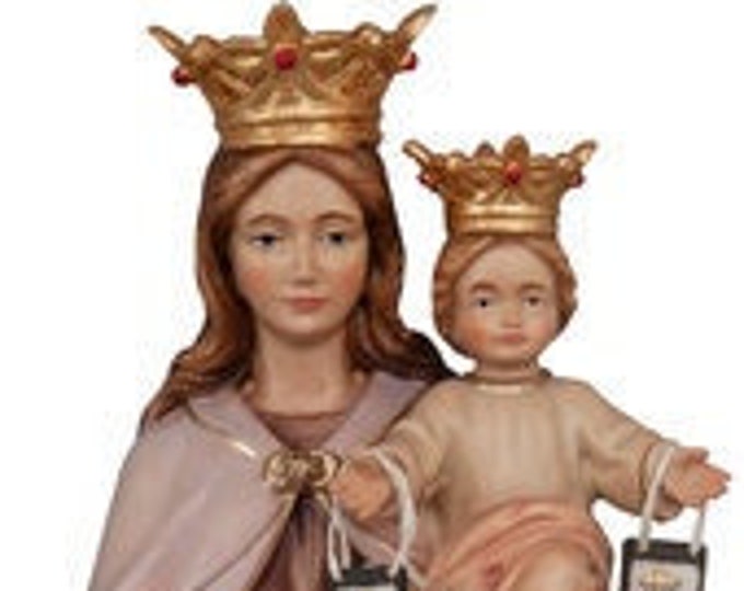 Statue of the Madonna del Carmelo Carmine carved in Valgardena wood and hand-decorated of Italian artisan production