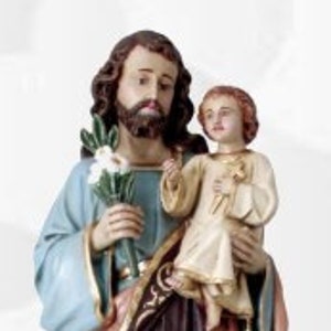 Standbeeld van St. Joseph cm 79 x 24 (31,10 x 9,44 inch) in met de hand versierde hars van handgemaakte productie voor interieurs en exterieurs