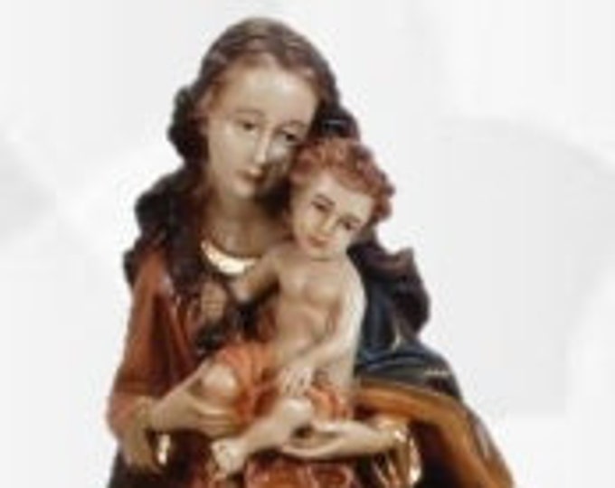 Statue of the Madonna and Child cm 44 (17,32 inches) made of resin, hand-decorated, handcrafted