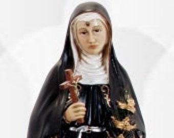 Statue of Saint Rita of Cascia cm 49 x 14 (19,29 x 5,51 inches) in hand-decorated resin of handcrafted production, for interiors and exteriors