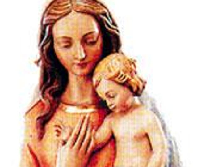 Statue of the Madonna del Mondo carved in Valgardena wood and hand-decorated, Italian artisan production, various sizes