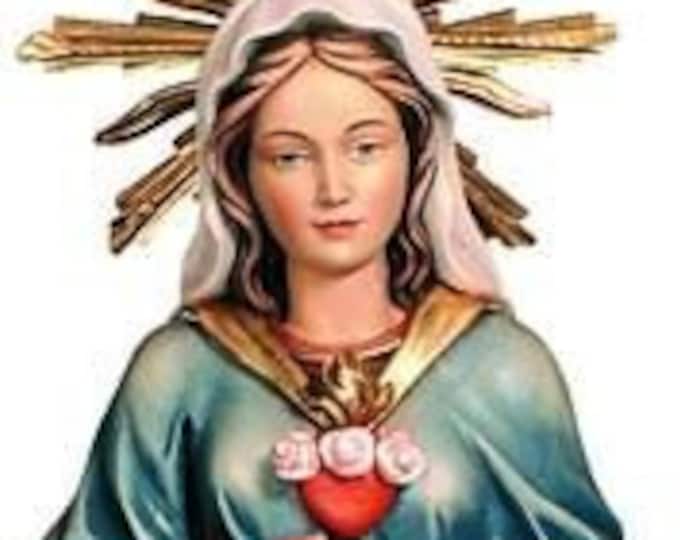 Statue of the Madonna Sacro Cuore di Maria, carved in wood from Valgardena and decorated by hand of Italian artisan production