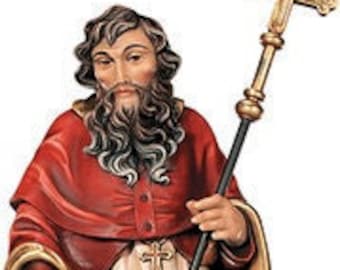 Statue of St. Gregory, carved in wood from Valgardena and decorated by hand of Italian craftsmanship