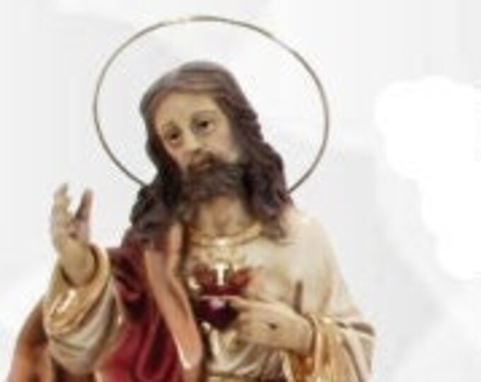 Statue of Jesus Sacred Heart, cm 36 (14,17 inches) made of resin, hand-decorated, handcrafted