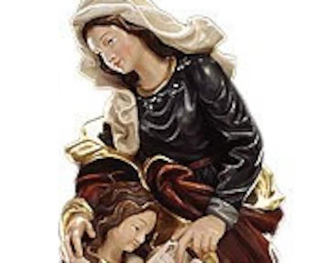 Statue of St. Anne carved in wood from Valgardena and hand-decorated of Italian craftsmanship