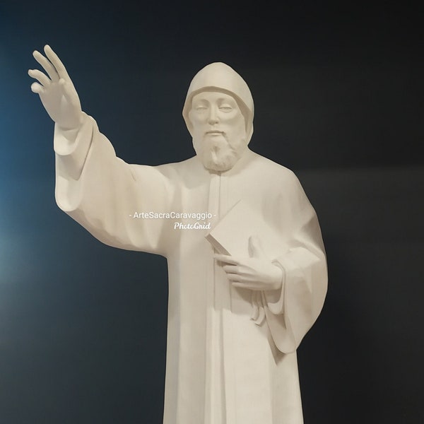 Statue of St. Charbel Makhluf cm 60 (23,62 inches) in white resin marble, hand-decorated with Italian handicraft production